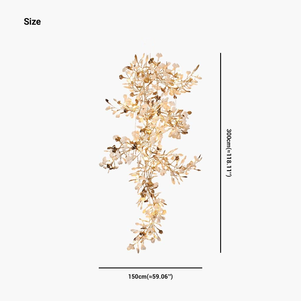 Chandelier Grand Long High Ceiling Ginkgo Branch