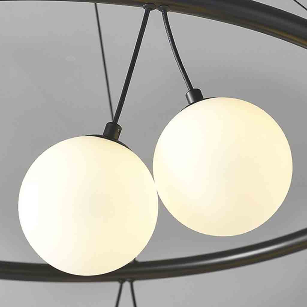 Chandelier Nordic Round / Linear Glass Ball Cherry, Black & White