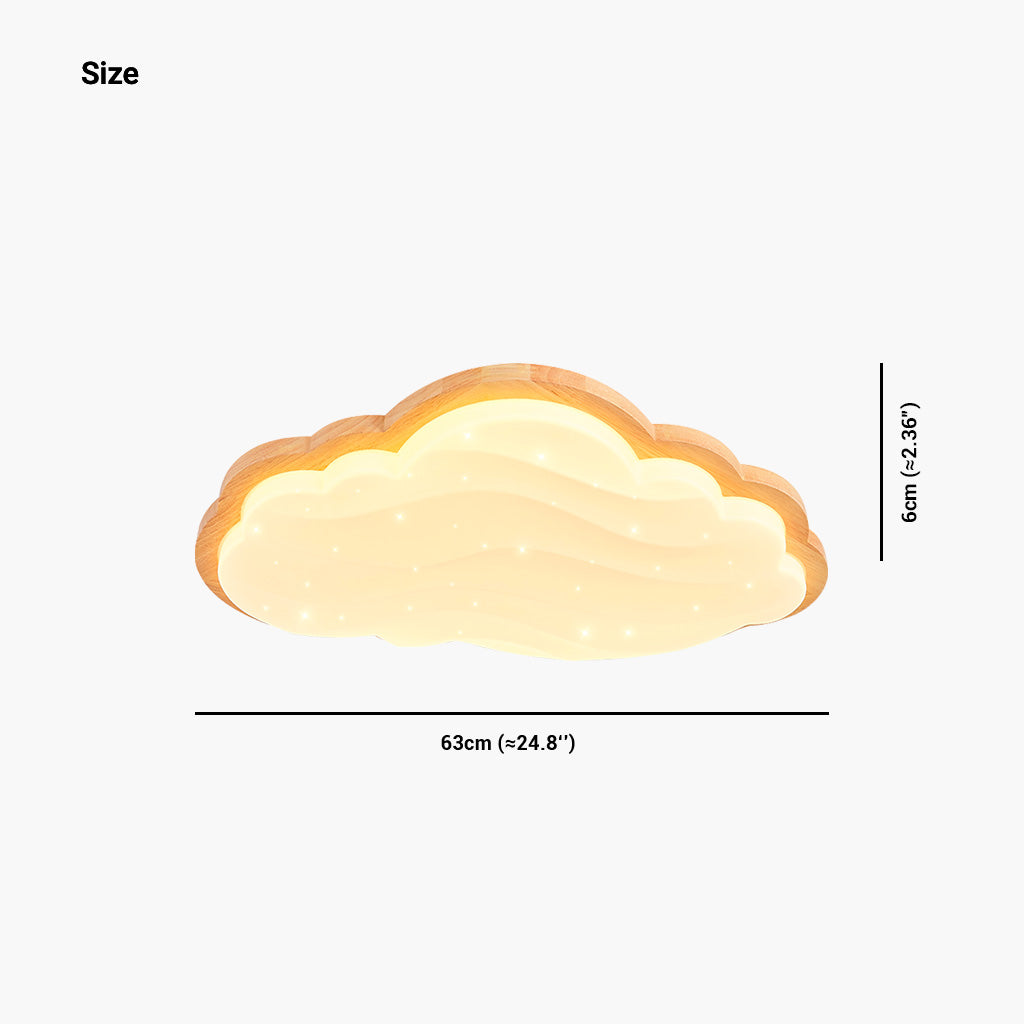 Ceiling Light Cream Cloud Starry Sky for Kids Room, Wood & Acrylic