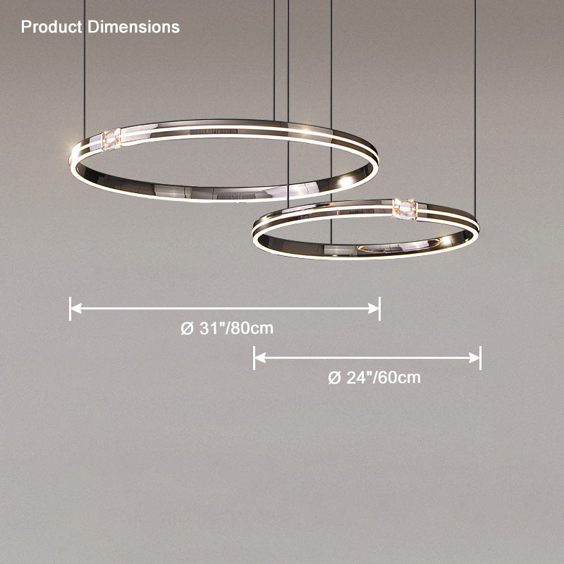 WOMO Black Crystal Led Ring Chandelier-WM2365