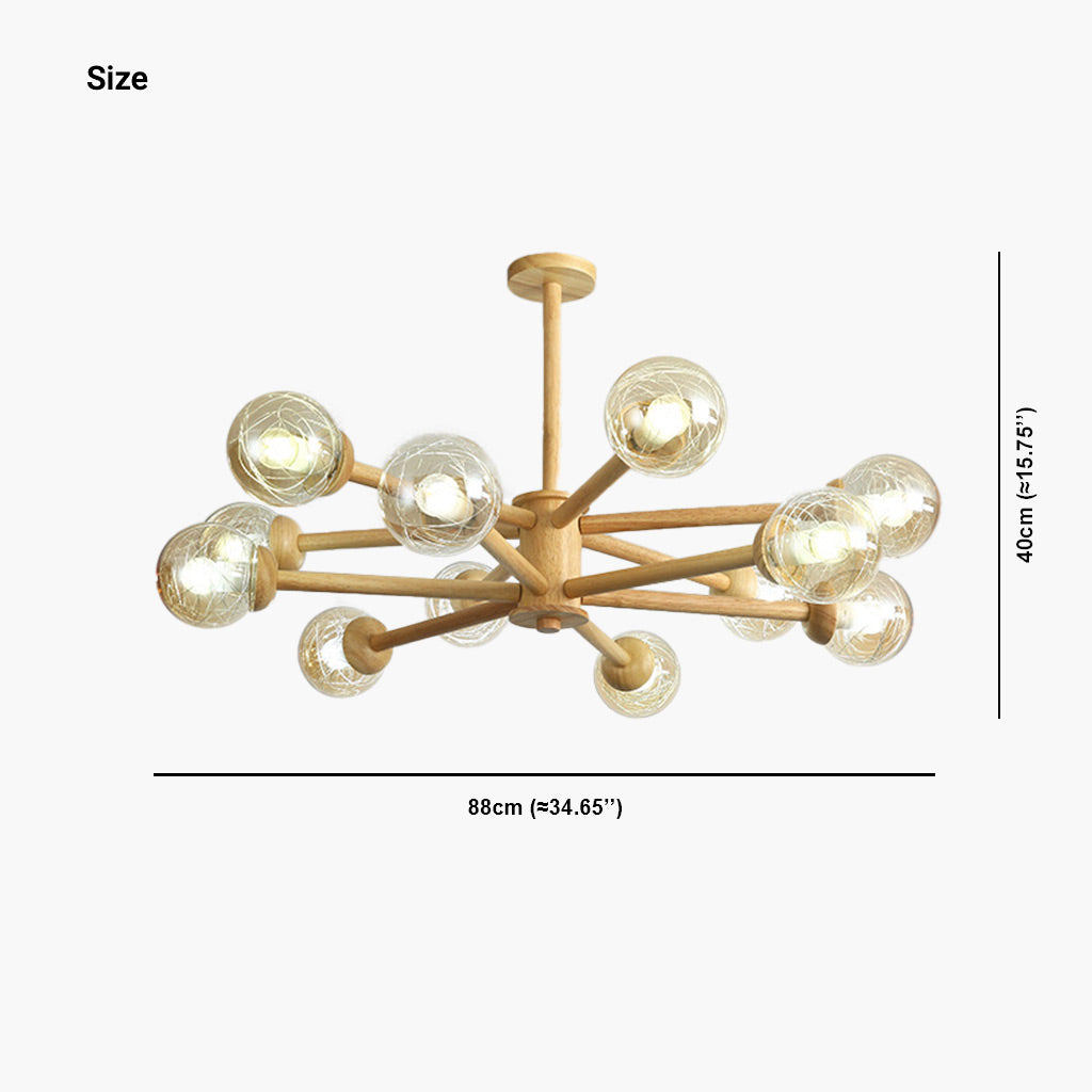 Ceiling Light Chandelier Exquisite Log Wood Semi Flush Mount Atomic