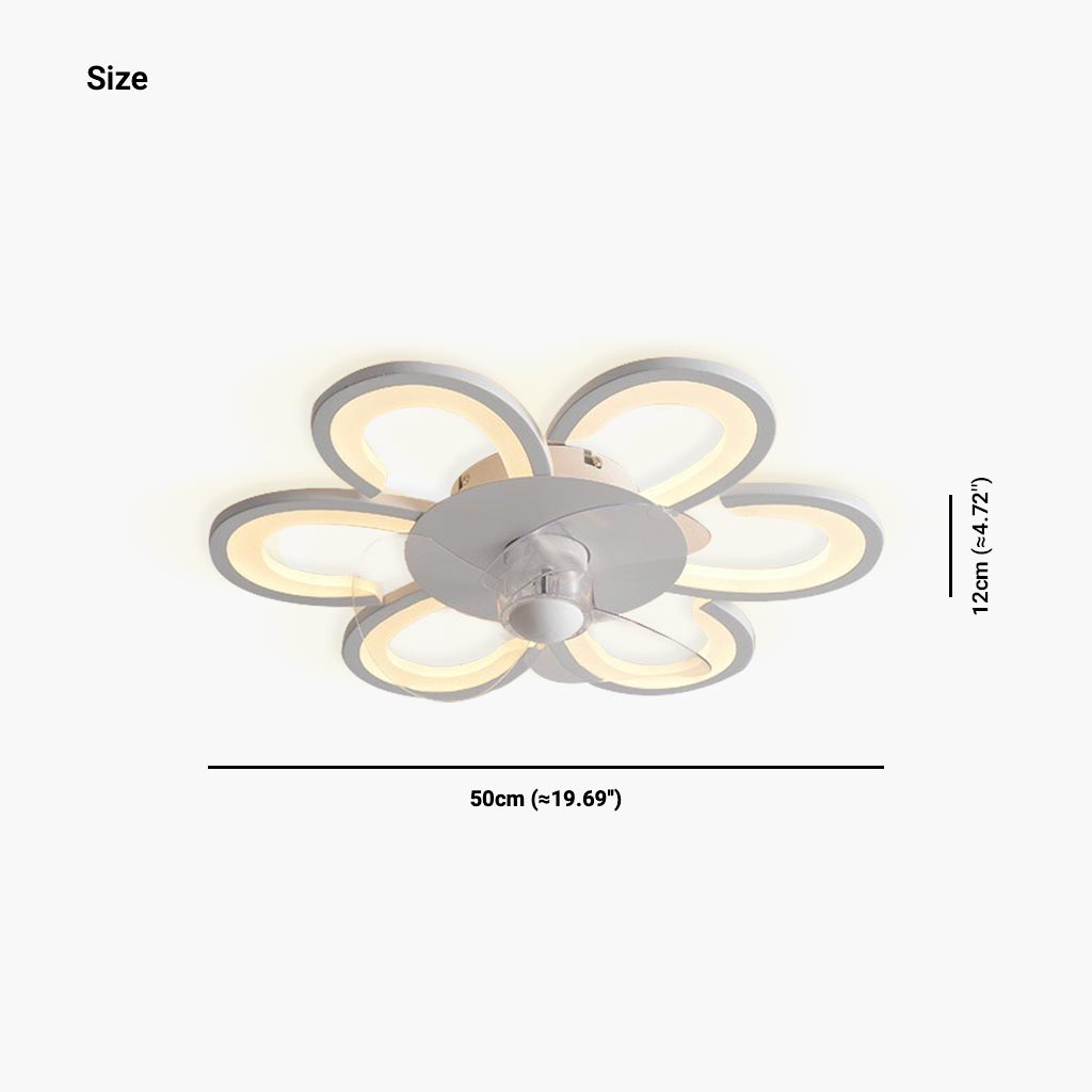 Flush Mount Ceiling Fan with LED Light, Flower/White