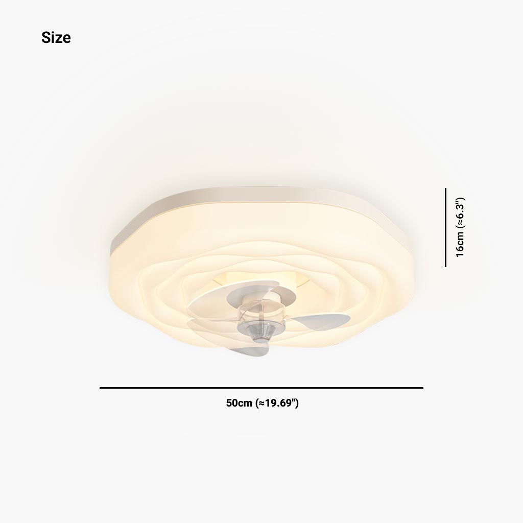 Flush Mount Ceiling Fan Light Nordic Rose, 3 Blades