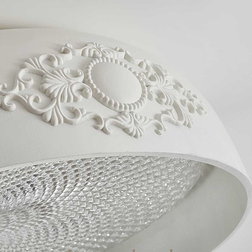 Flush Mount Ceiling Light French Cream Bowl Dimmable LED, White