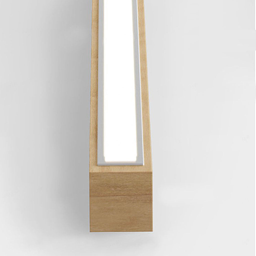 Flush Mount Ceiling Light Long Wooden Linear LED