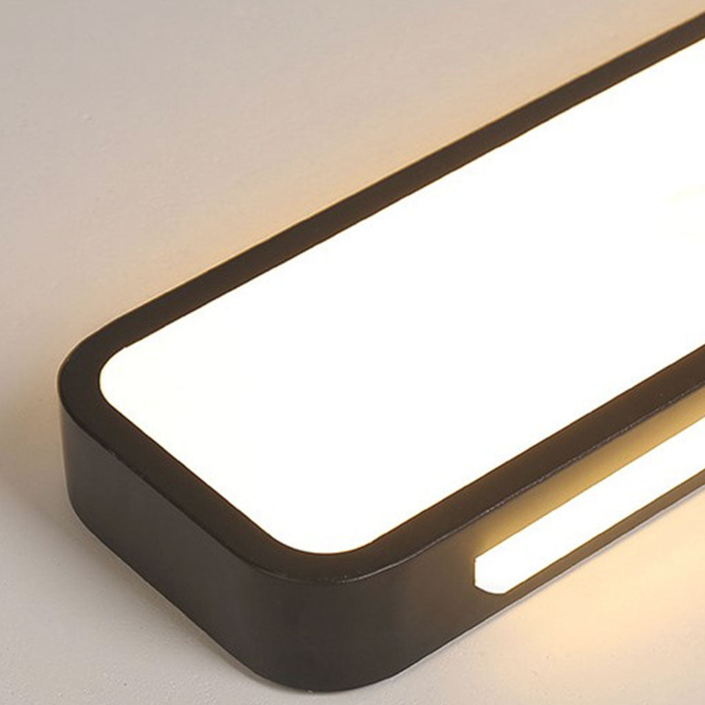 Flush Mount Ceiling Light Nordic Linear LED Rectangle, Black / White