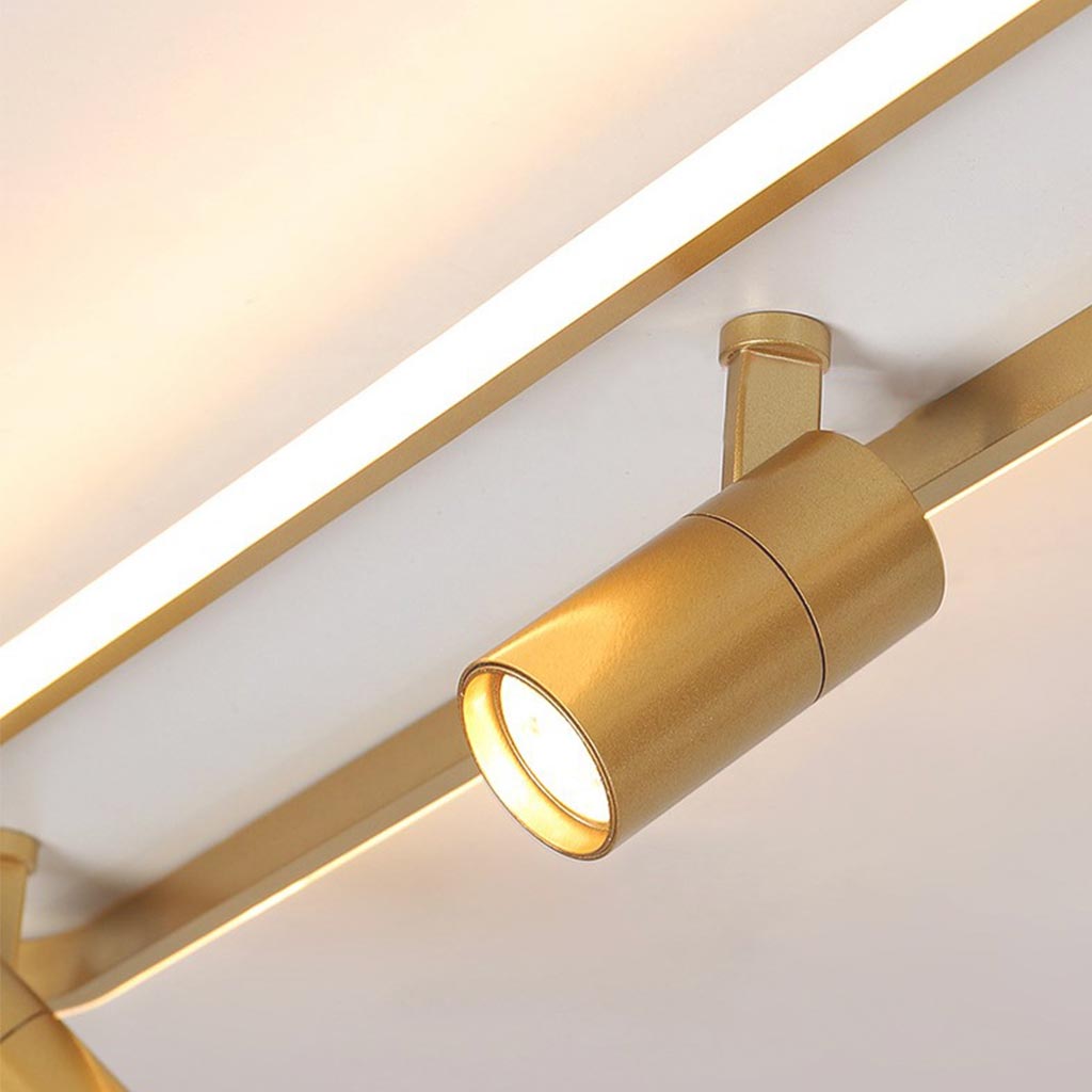 Flush Mount Ceiling Track Lighting Spotlight Stylish Linear LED, Gold & White
