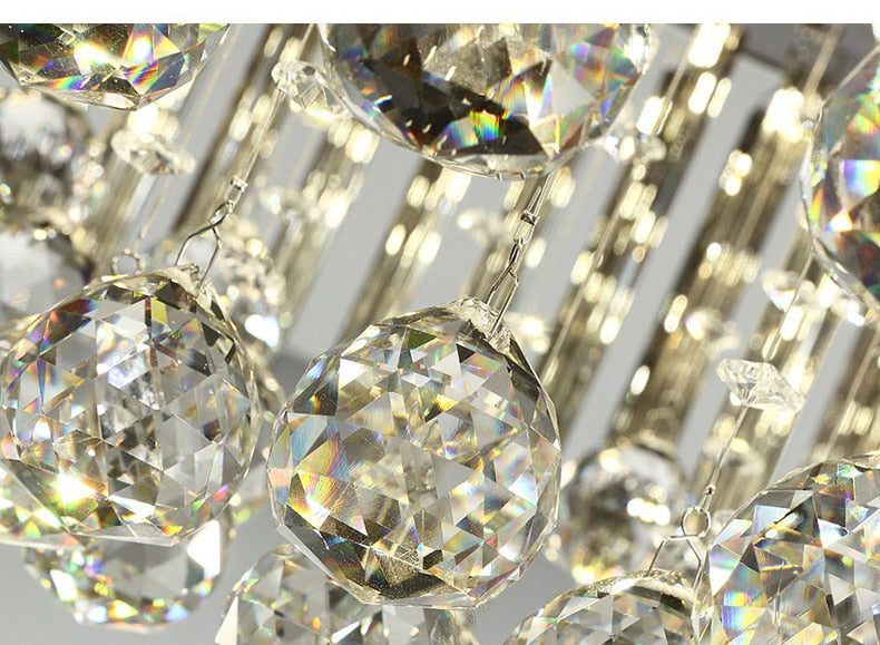 YLK Modern Ceiling Chandelier For Living Room Luxury Black LED Crystal Lamp