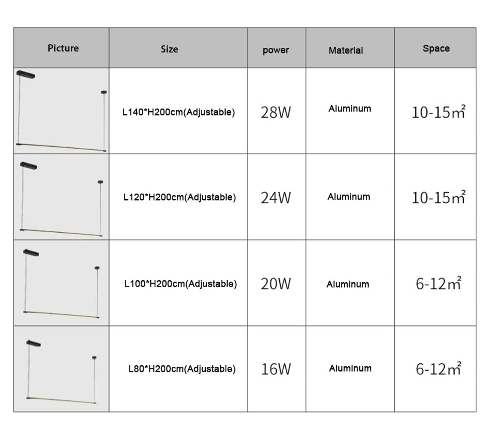 IIS Linear LED Pendant Light Morden Aluminum