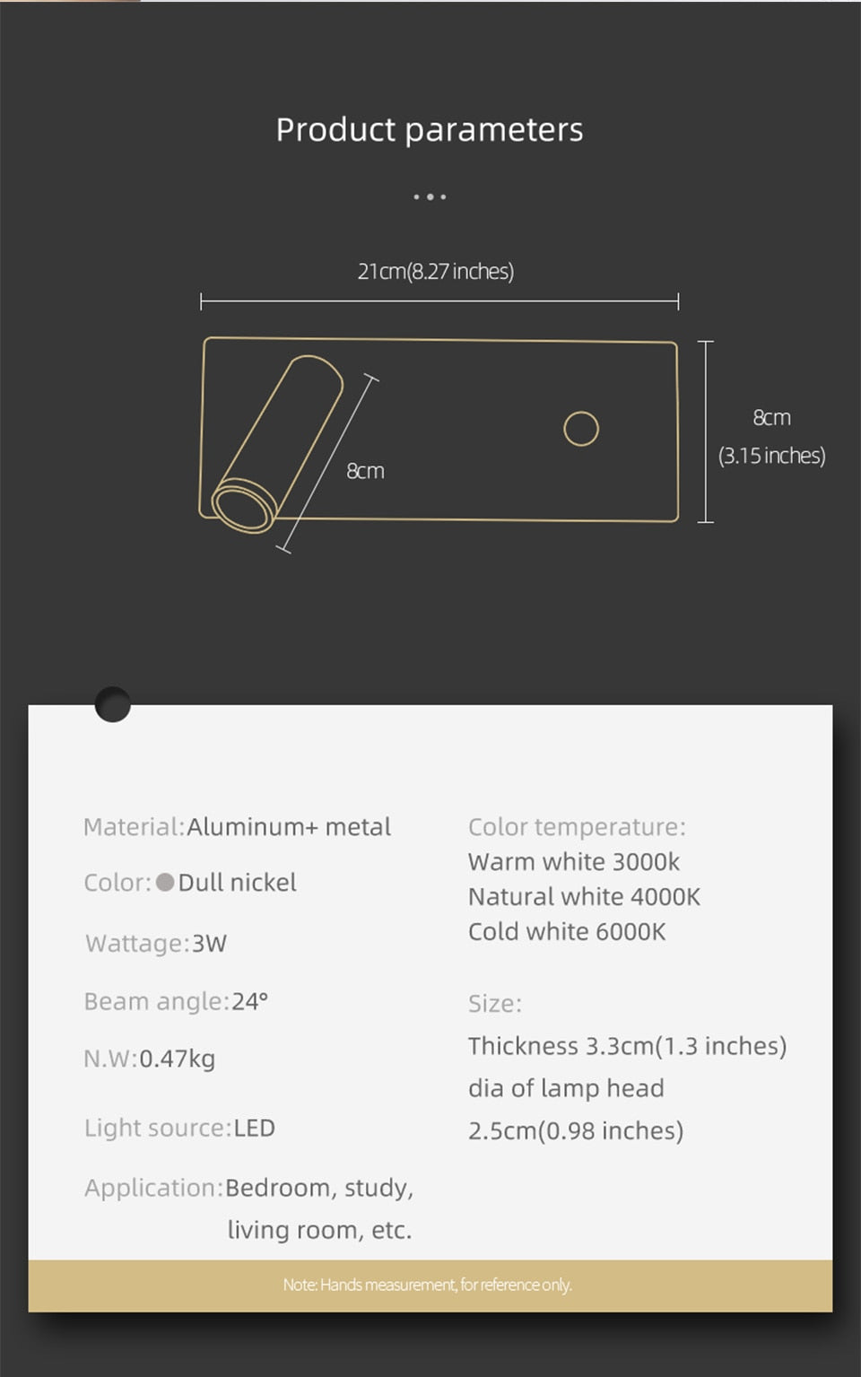 AiS LED Wall Lamps Infinite Dimming Light Bedroom