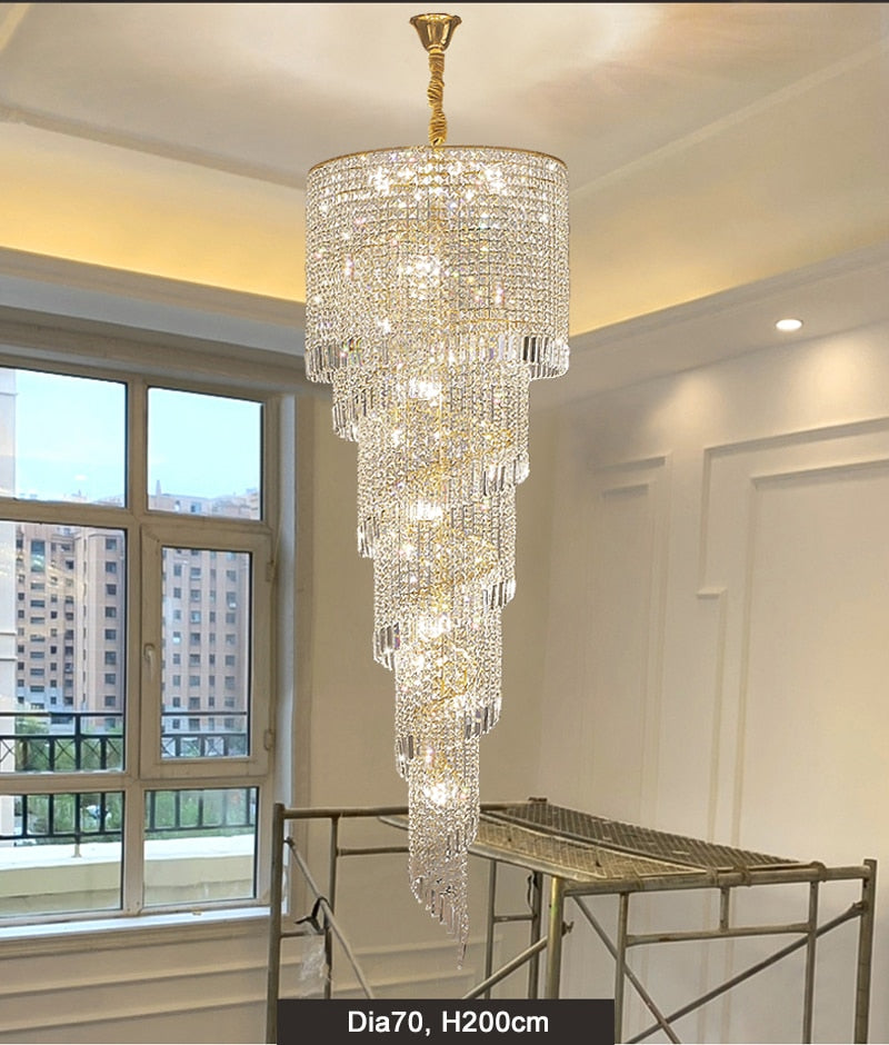 YLK modern crystal chandelier long spiral design luxury home decor