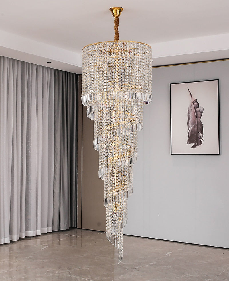 YLK modern crystal chandelier long spiral design luxury home decor
