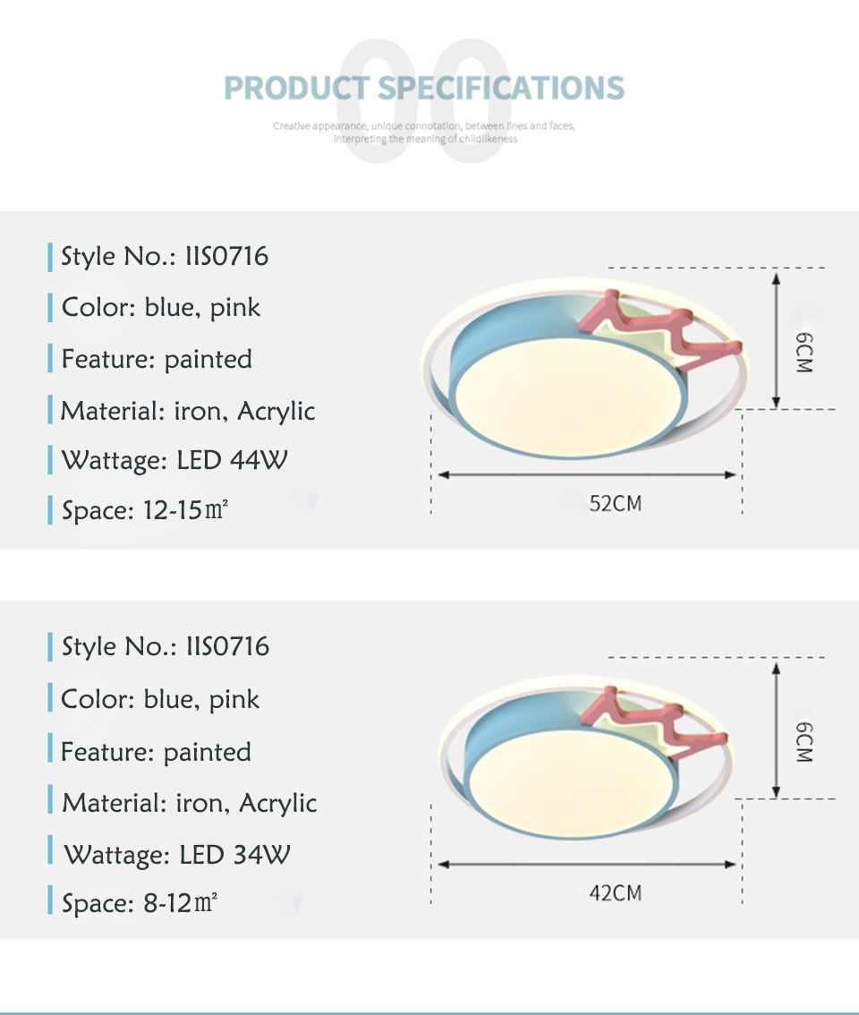 IIS Cartoon Nursery Crown Ceiling Lamps For Children