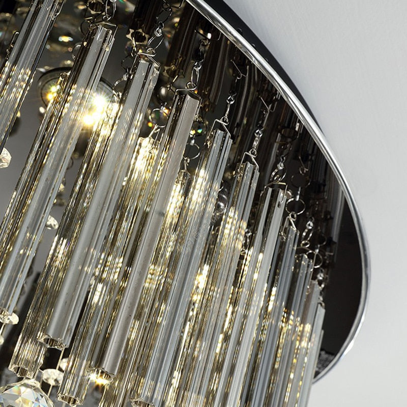 YLK Modern Ceiling Chandelier For Living Room Luxury Black LED Crystal Lamp