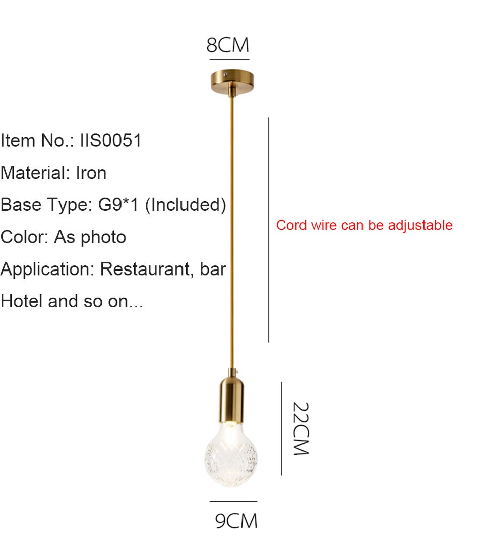 IIS Modern Pendant Light Single bulb Arts Decoration lighting Gold Suspension