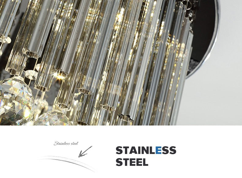 YLK Modern Ceiling Chandelier For Living Room Luxury Black LED Crystal Lamp