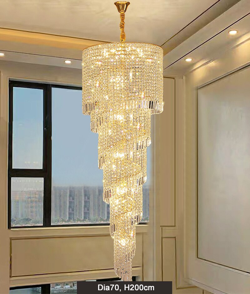 YLK modern crystal chandelier long spiral design luxury home decor