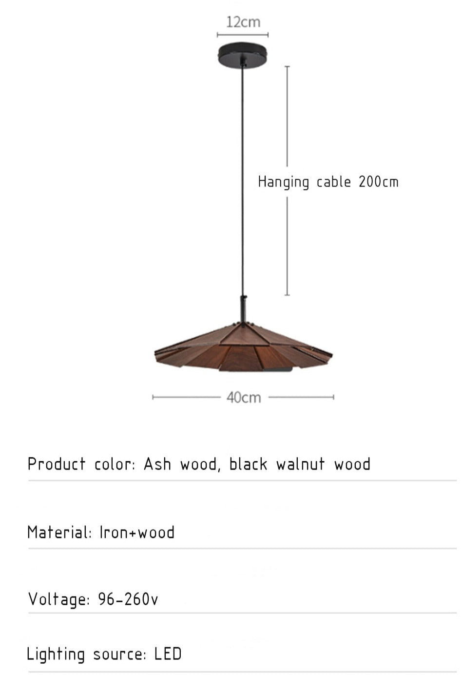 IIS LED Solid Wood Pendant Light Nordic Restaurant Bar Office Hanging lamp