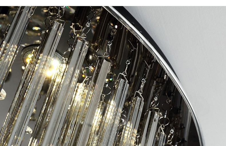 YLK Modern Ceiling Chandelier For Living Room Luxury Black LED Crystal Lamp
