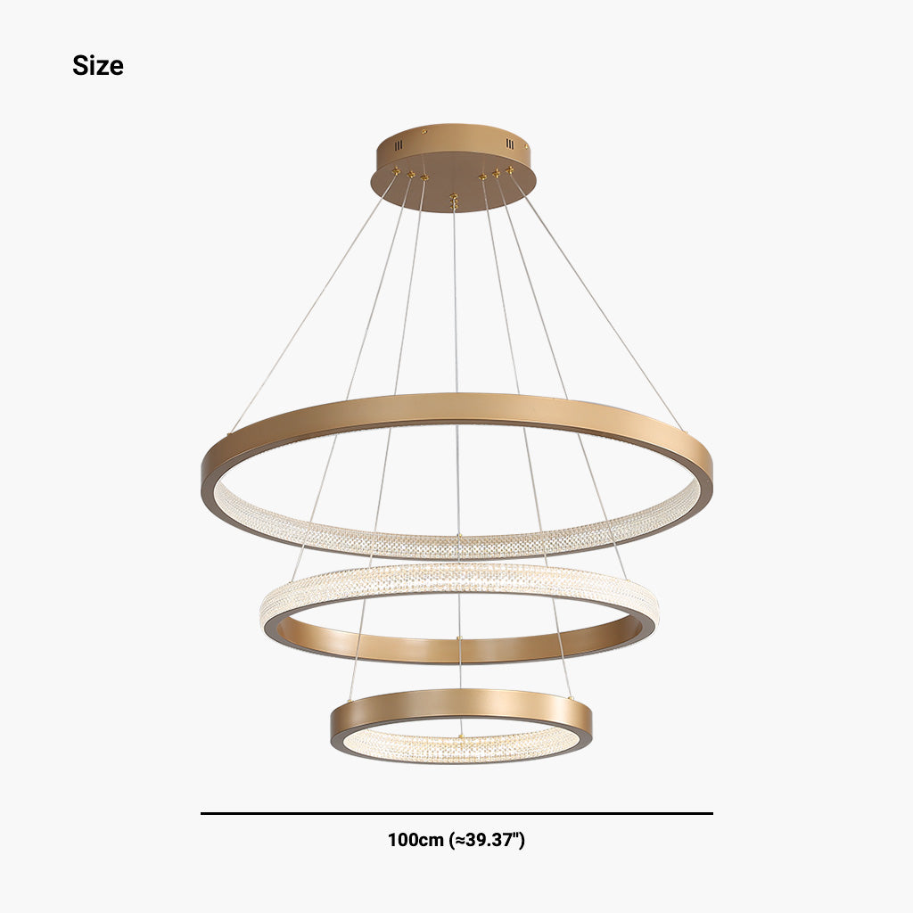 Chandelier Luxurious Halo Hanging Modern LED with Multiple Rings, Gold