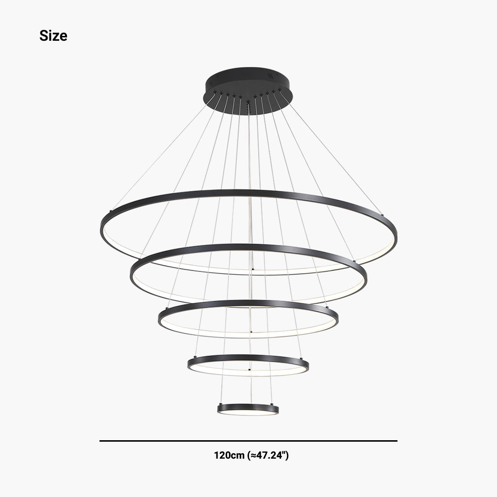 Chandelier LED Minimalist Black Hanging Loop Ring, Aluminum