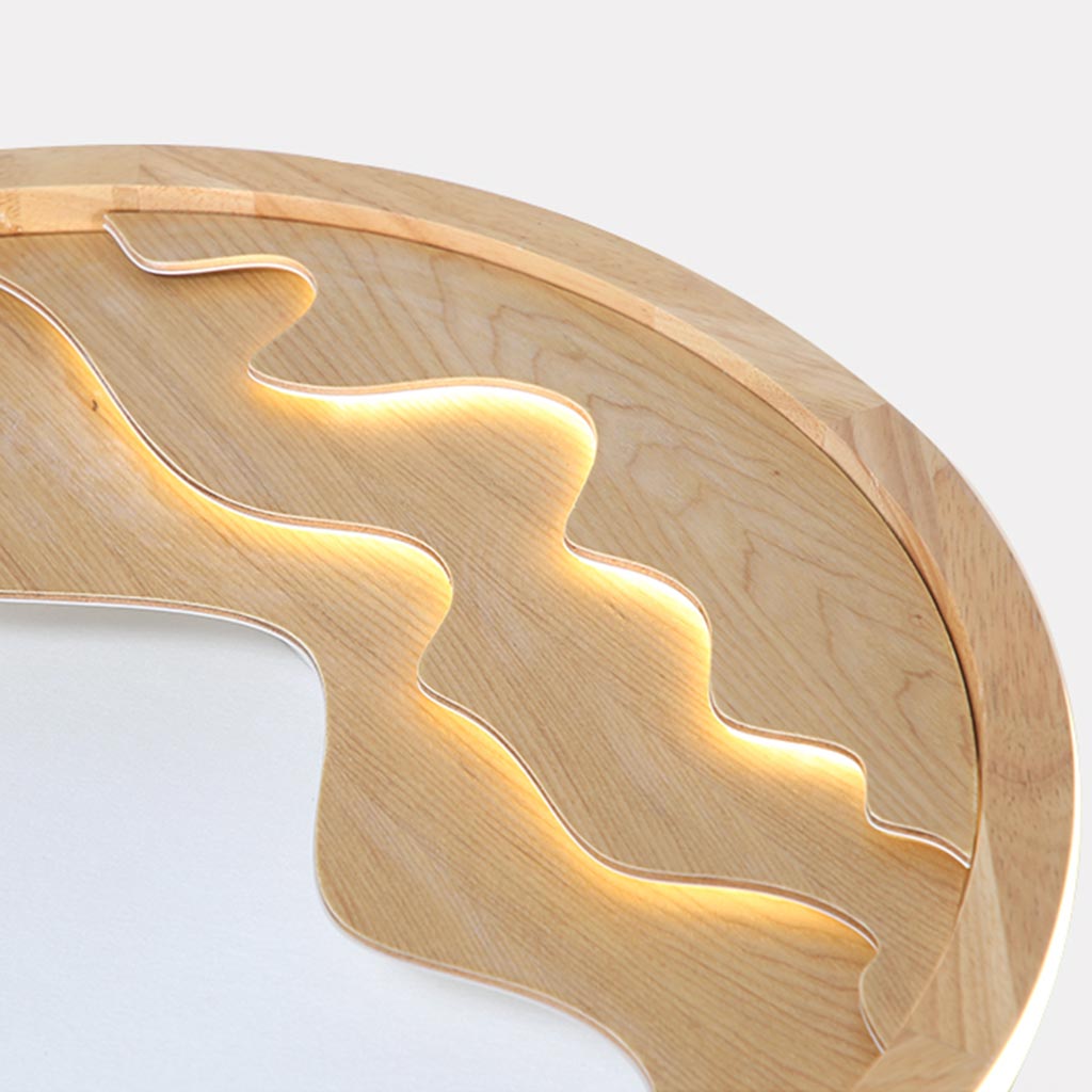 Modern Ceiling Light Minimalist Zen Style, Flush Mount/Wood