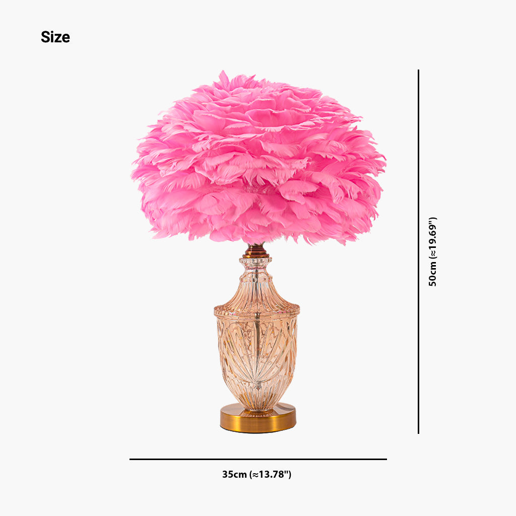 Modern Decorative Glass Vase Feather Table Lamp, Pink