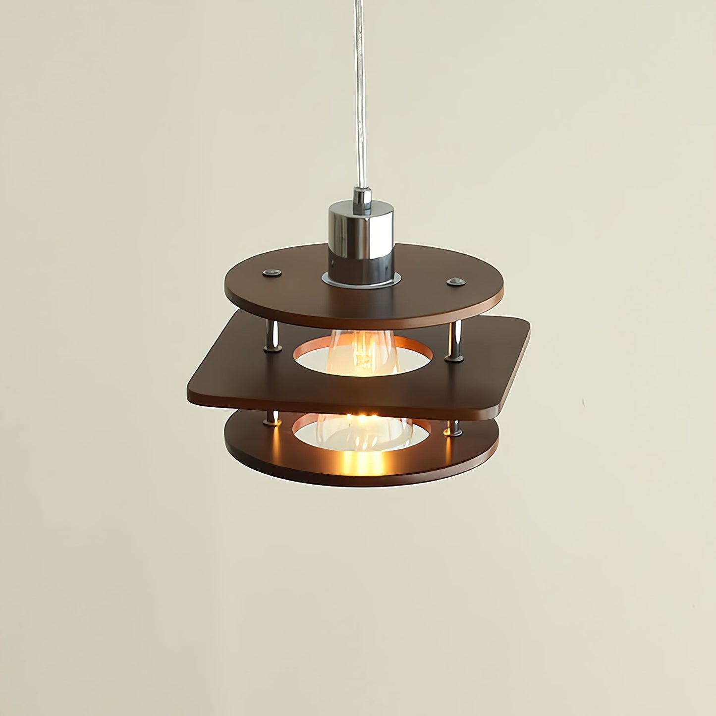 Retro Walnut Pendant Lamp