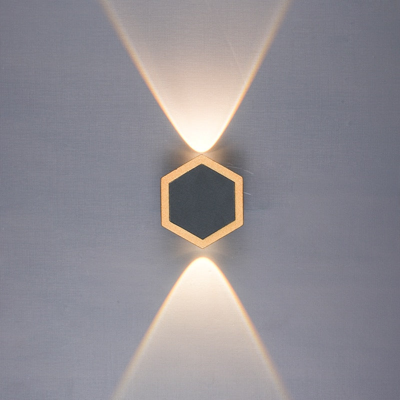 WIN LED Waterproof Hexagonal Outdoor IP65 Wall Light Up And Down Double-headed