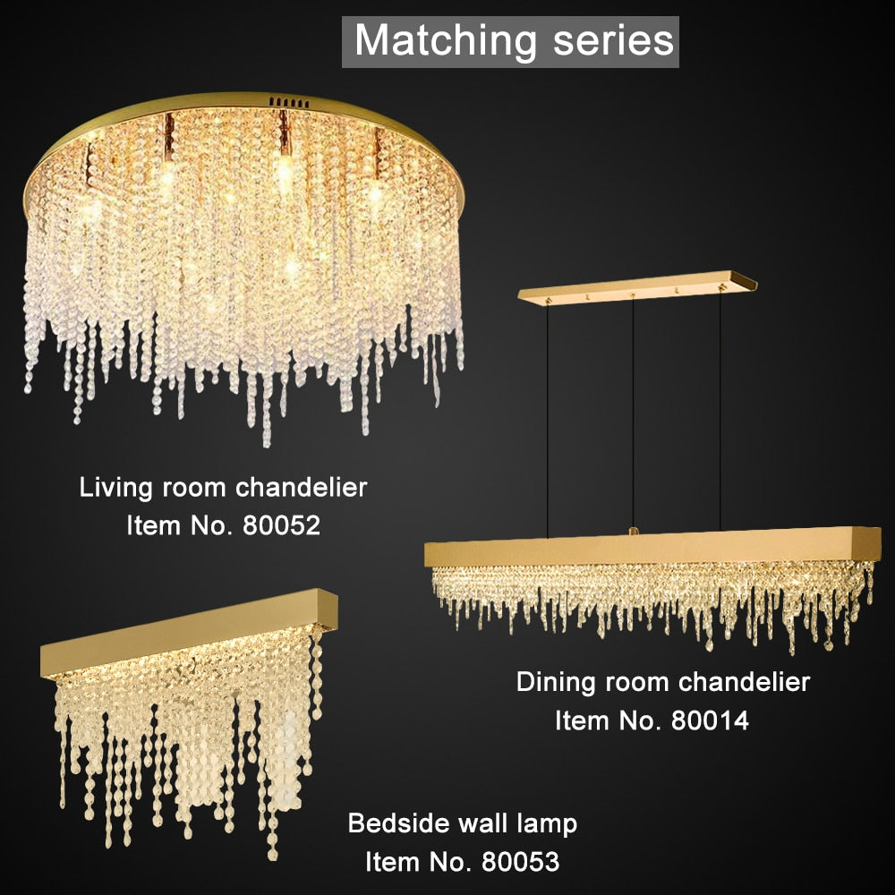 YLK Modern ceiling chandelier for living room round/square gold crystal lamp luxury