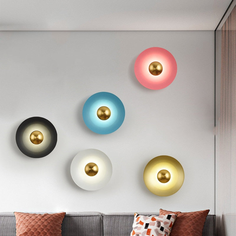 WIN Light luxury living room background round color wall lamp