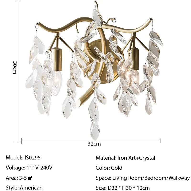 IIS Modern Crystal Gold branch Sconces Luxury Light Fixture