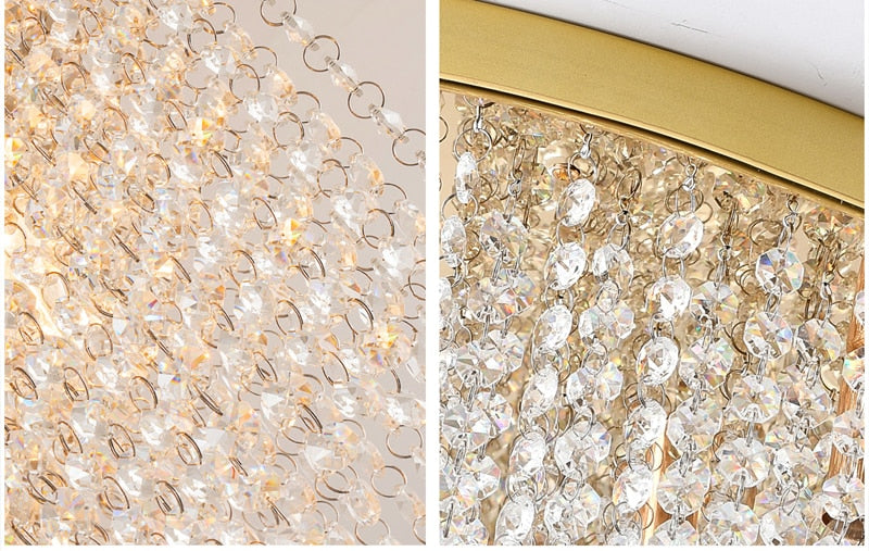 YLK Modern ceiling chandelier for living room round/square gold crystal lamp luxury