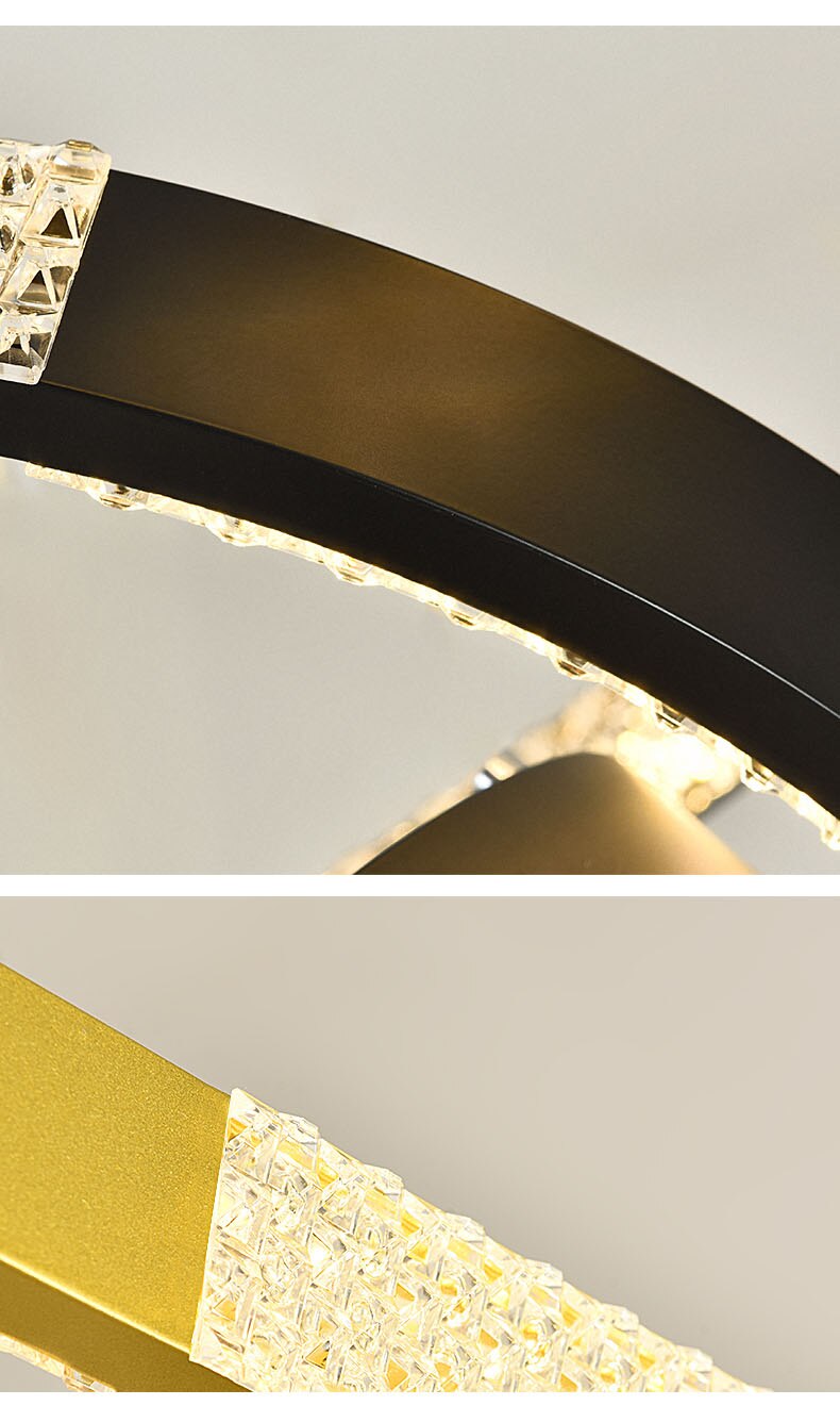 Indoors Ahsan - Gold Black Circle Rectangular Chandeliers Ceiling Lights