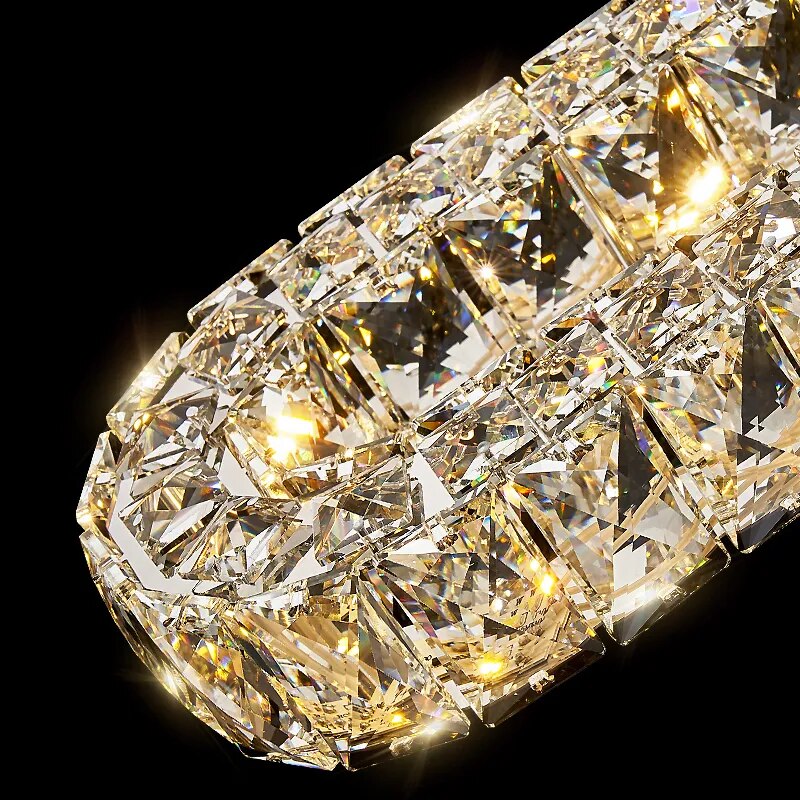 YLK Oval Long LED Crystal chandelier for staircase luxury lobby hallway hanging light