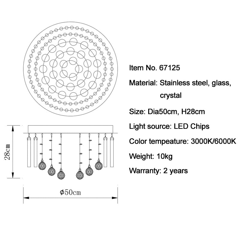 YLK Modern Ceiling Chandelier For Living Room Luxury Black LED Crystal Lamp