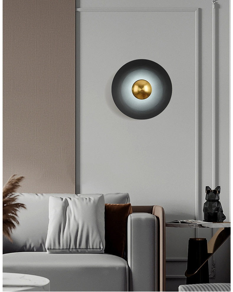 WIN Light luxury living room background round color wall lamp