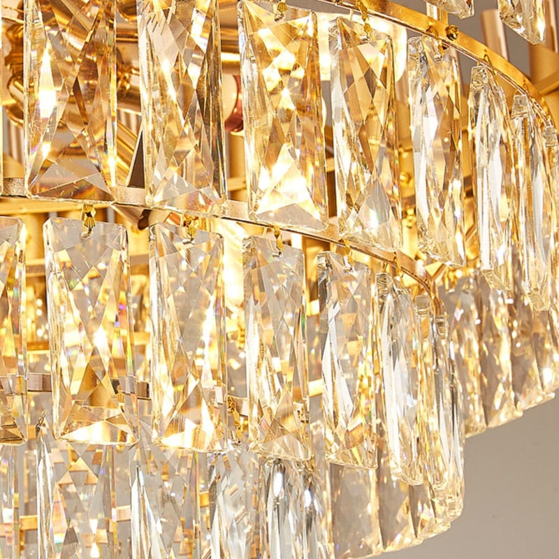 YLK Modern crystal chandelier for dining room oval design black hanging lamp