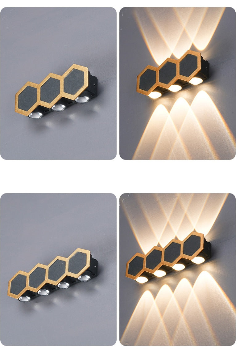 WIN LED Waterproof Hexagonal Outdoor IP65 Wall Light Up And Down Double-headed