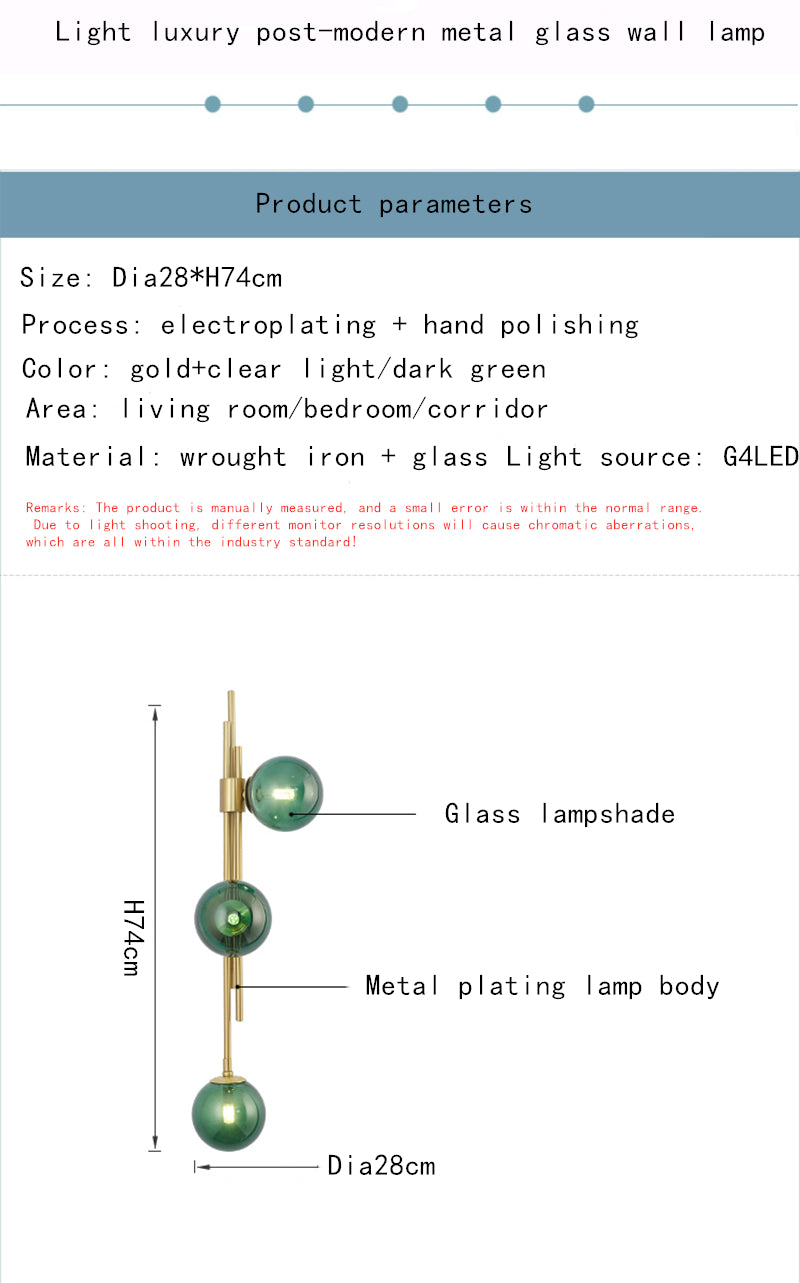 OUD Shadowcaster Green White Glass Ball Wall Lamps