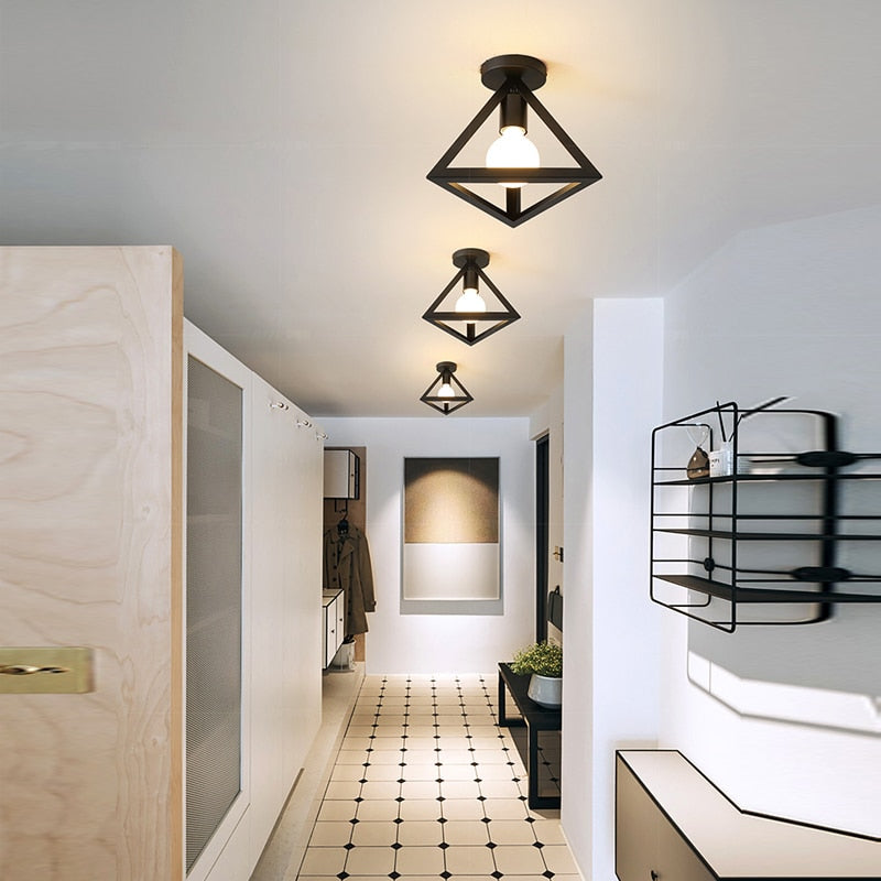 Iron Cage Metal Retro Ceiling Lamp