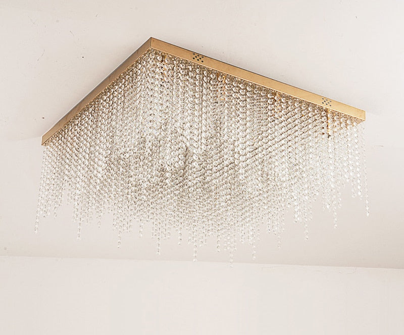 YLK Modern ceiling chandelier for living room round/square gold crystal lamp luxury