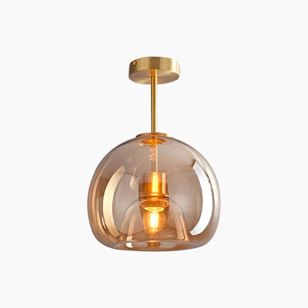 Semi-Flush Mount Ceiling Light Modern Glass Globe, Black / Gold