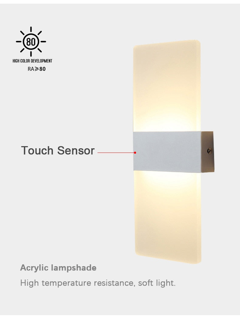 WIN LED Touch Sensor Switch Acrylic Wall Lamp