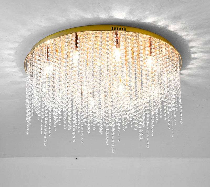 YLK Modern ceiling chandelier for living room round/square gold crystal lamp luxury