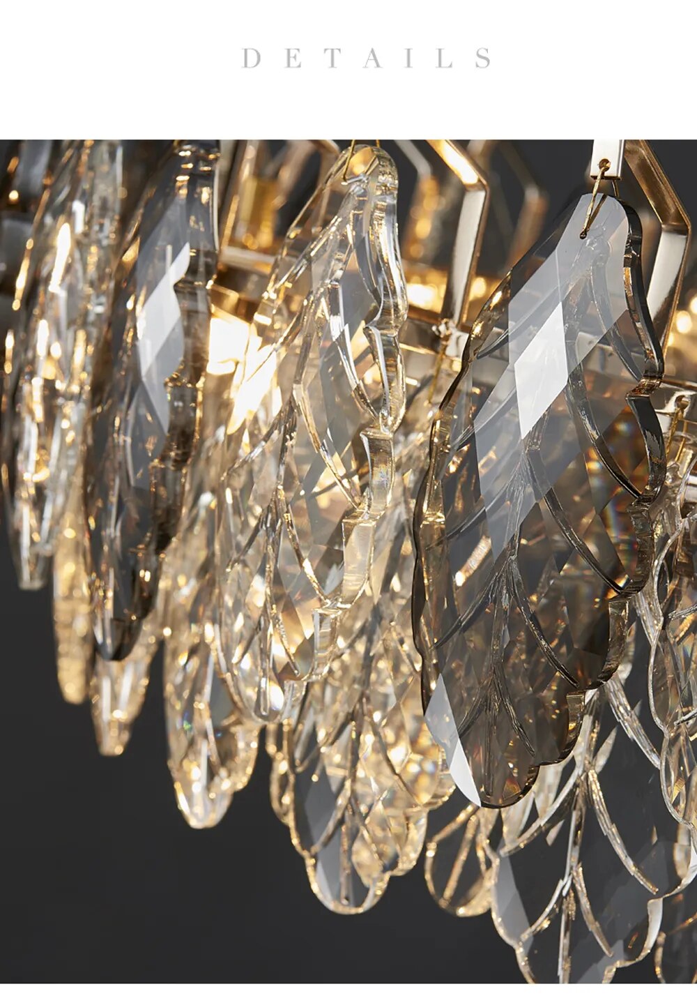 LED Dimmable Crystal Goose Feather Gold Silver Lustre Chandelier