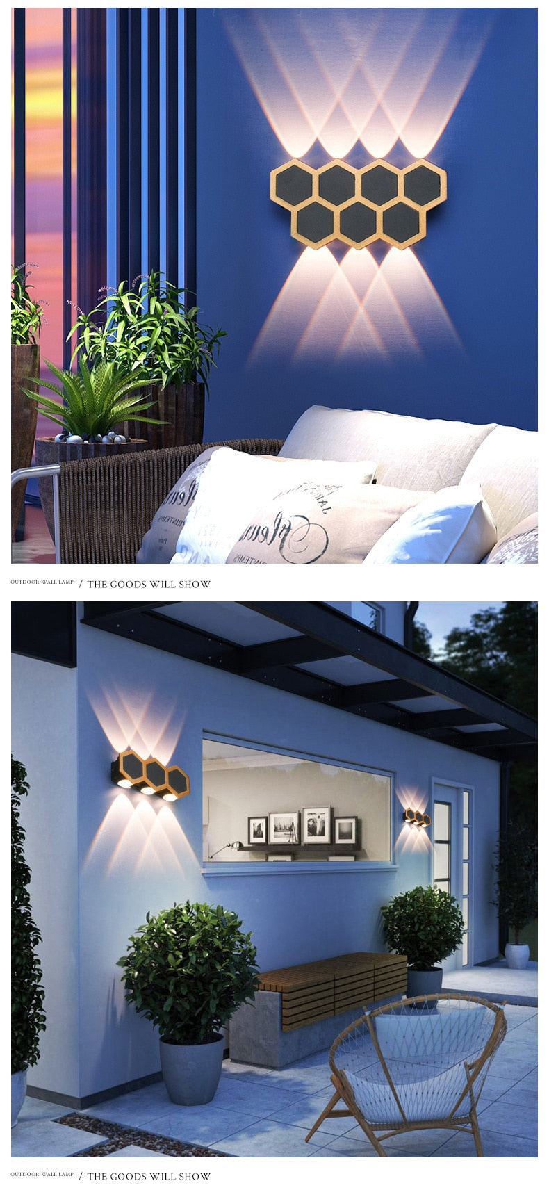 WIN LED Waterproof Hexagonal Outdoor IP65 Wall Light Up And Down Double-headed