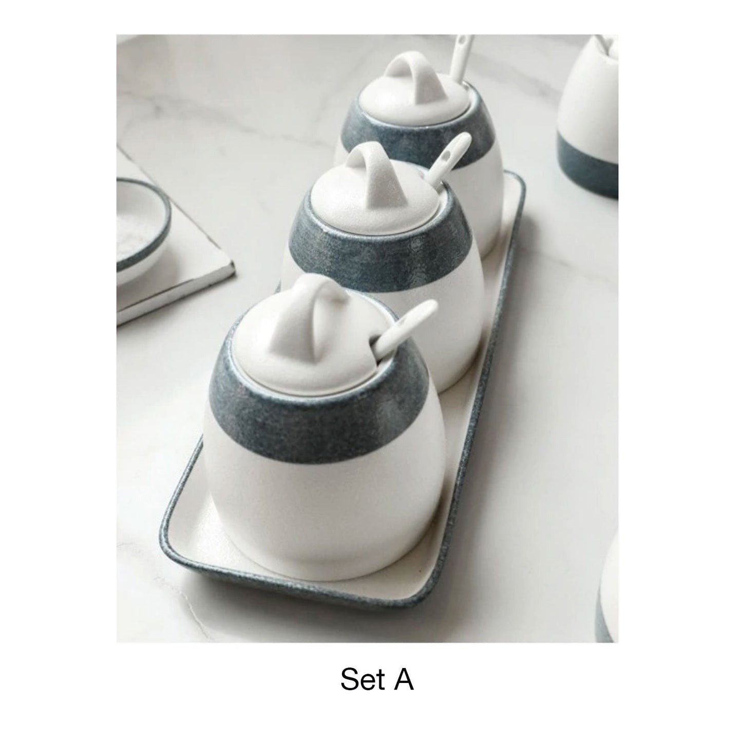 White & Grey Spice Jar - Nordic Side -