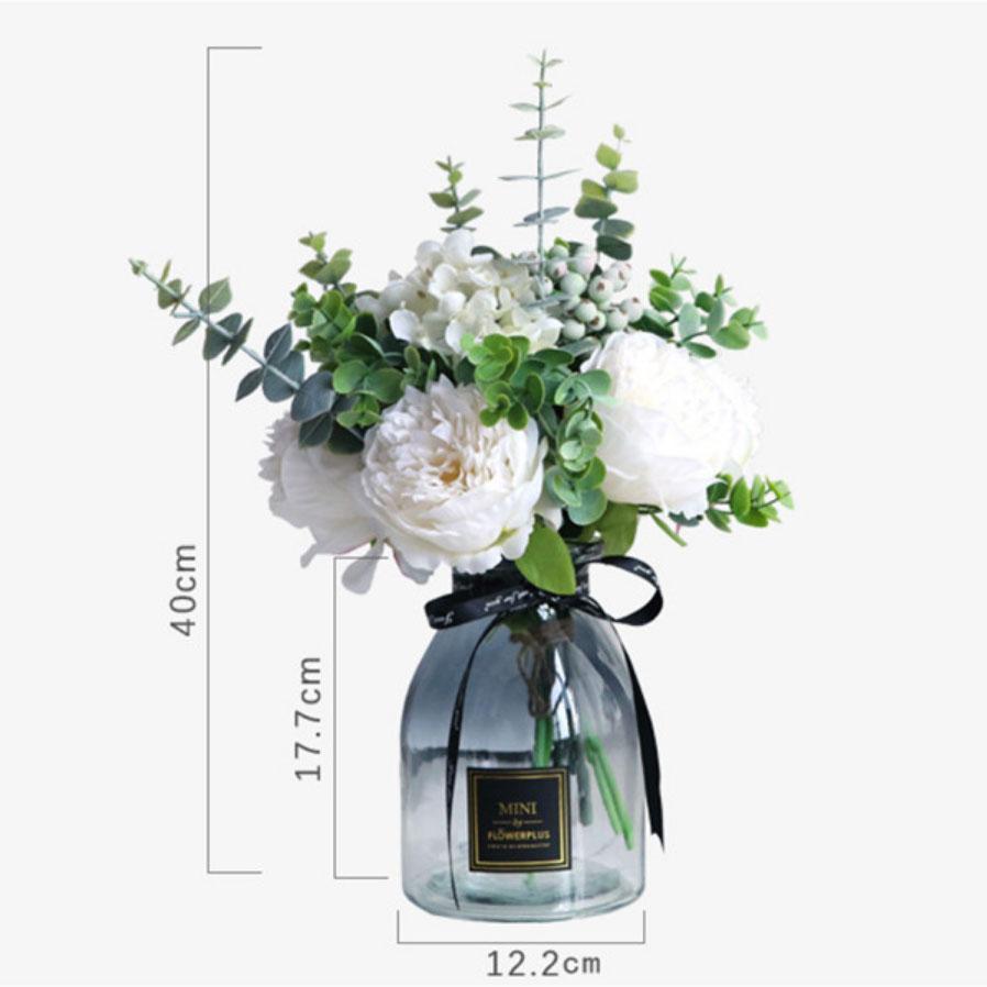 White Pink Peony with Eucalyptus - Nordic Side -