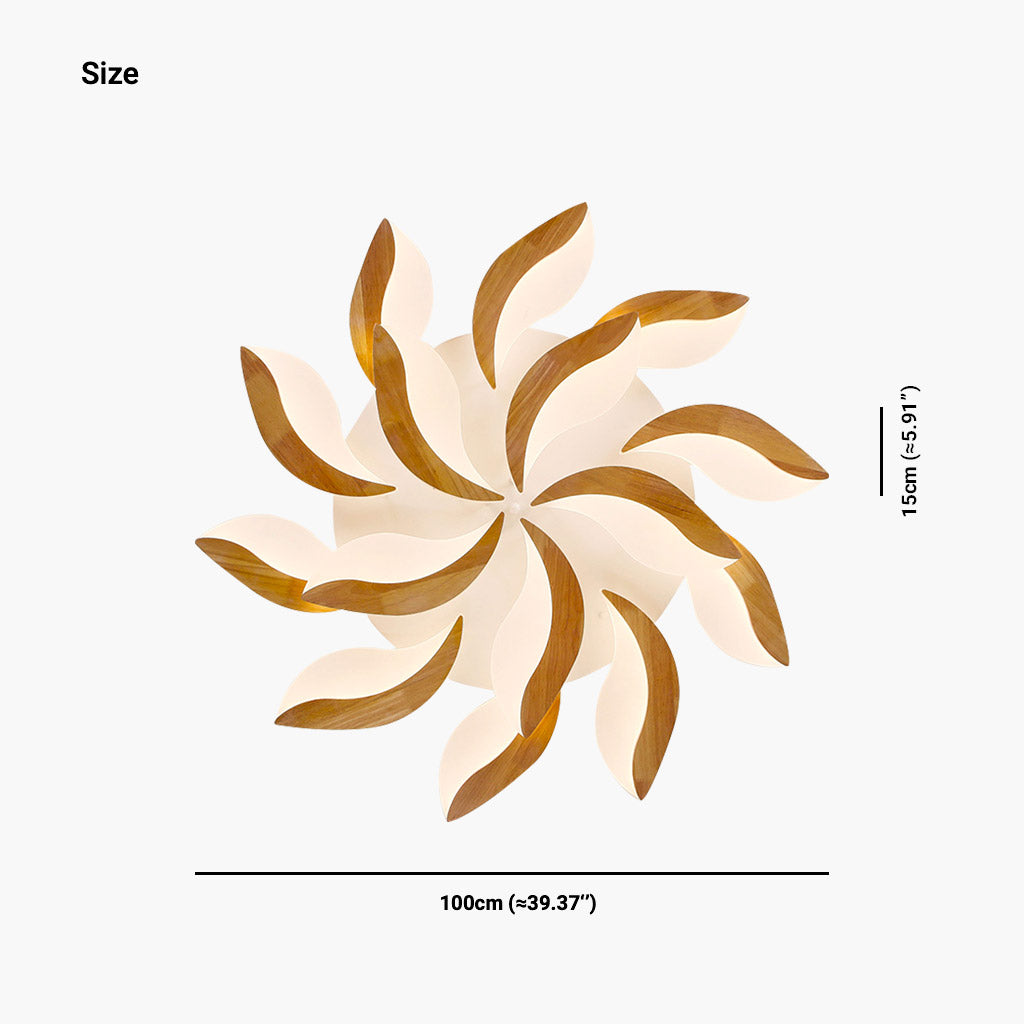 Ceiling Light Flower Petal Flush Mount, Wood & Acrylic